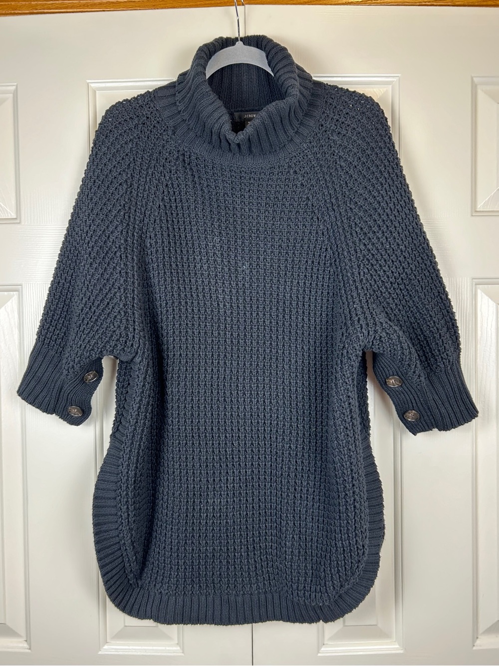 J. Crew Black Chunky Knit Turtleneck Poncho Sweater